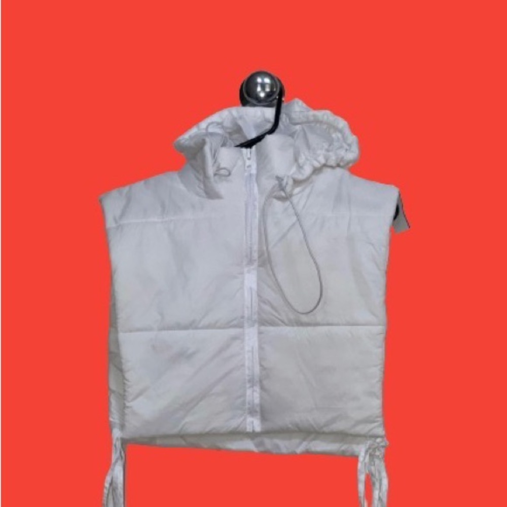Zip Up Drawstring Sleeveless Puffer Vest